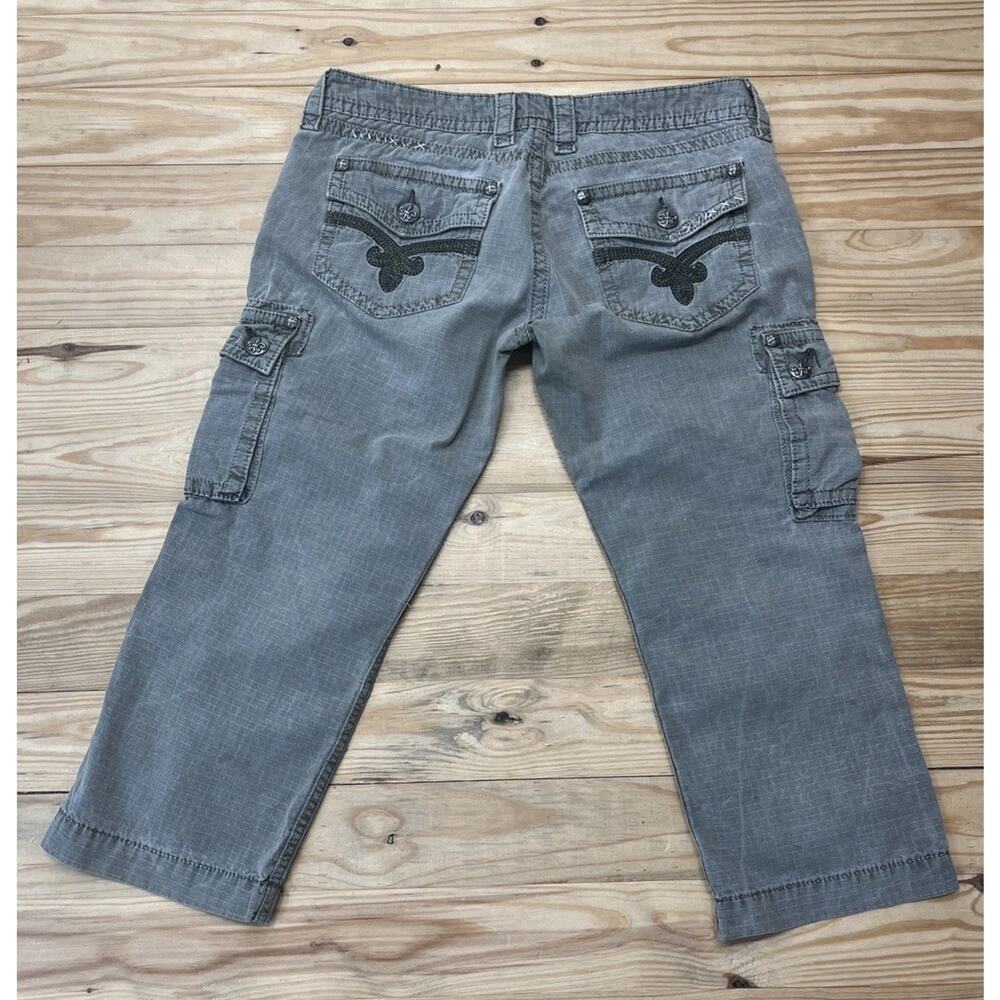 Rock Revival Jeans Cargo Capris Women 27 Green Grunge Y2K